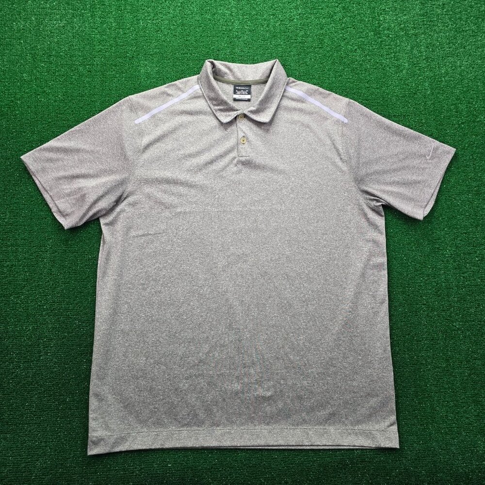 Nike Golf Polo Shirt Mens XL Gray Short Sleeve Dri-Fit‎ Performance Athletic
